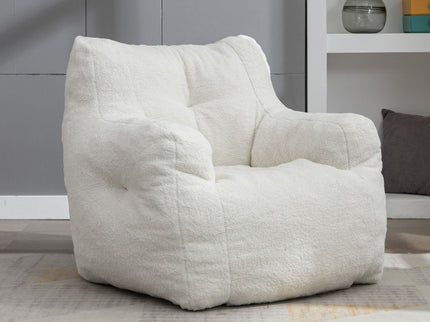 Soft Teddy Fabric Tufted Foam Bean Bag Chair With Teddy Fabric