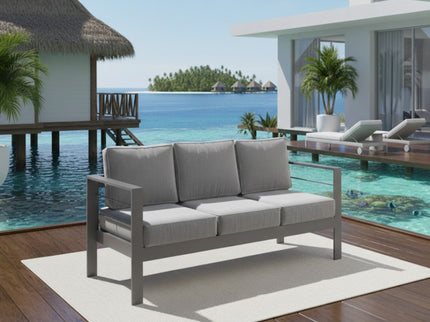 All-Weather Patio Sofa With Cushions, 3 Seat Outdoor Couch