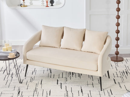 Open Back Loveseat Settee With 3 Pillows