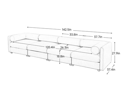 Stylish Sofa With Storage Seat And Cylindrical Backrest