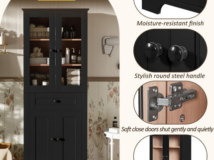 Bathroom Storage Cabinet, Adjustable Shelves & Drawer, Freestanding Tower