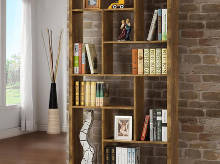 6 Tier Rectangular Bookcase With Accents - Brown