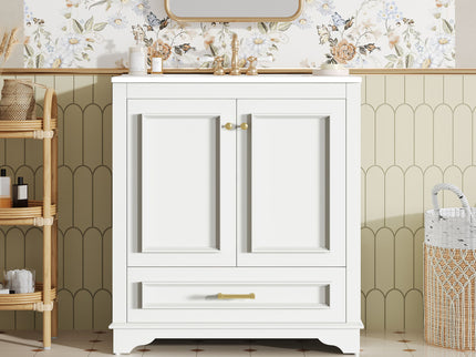 Bathroom Vanity With Sink, Cabinet & 2 Soft Closing Doors & Adjustable Shelf