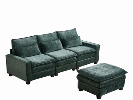 Modern Comfy L Shaped Sectional Sofa With Movable Ottoman