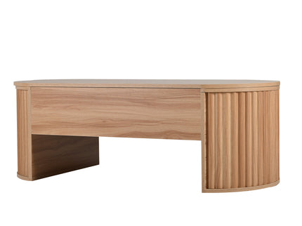 Lift Top Coffee Table With Hidden Compartment, Modern Oval Lift Tabletop For Home Living Room