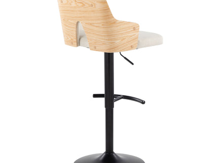 Stella - Contemporary Adjustable Barstool Stool With Swivel And Rounded T Footrest (Set of 2)