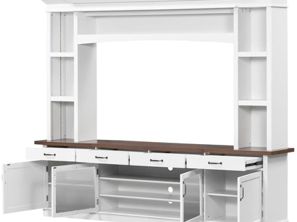 Extra Long TV Stand With 7 Color LED Lights, Adjustable Shelves & Storage Cabinets