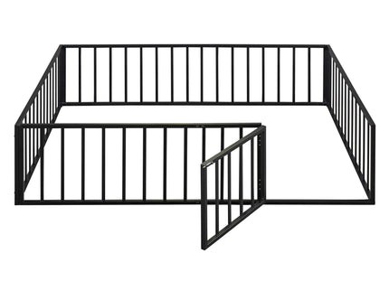 Metal Floor Bed Frame With Fence And Door