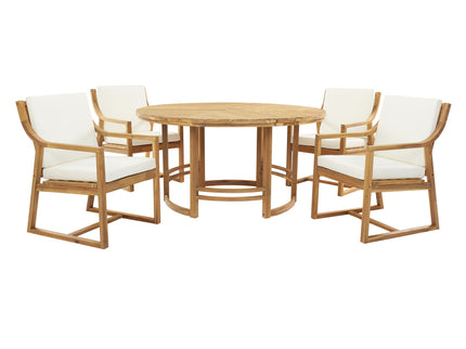 5 Piece Outdoor Dining Set, Patio Table And Chairs With Umbrella Hole