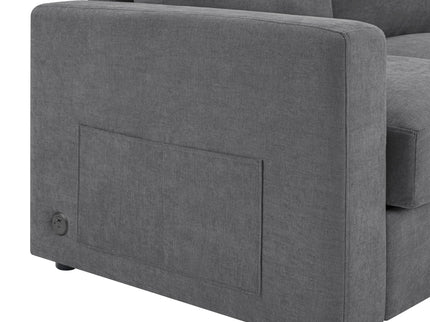 Modern L-Shaped Sectional Sofa With Curved Chaise, USB Ports, And Side Storage Pockets