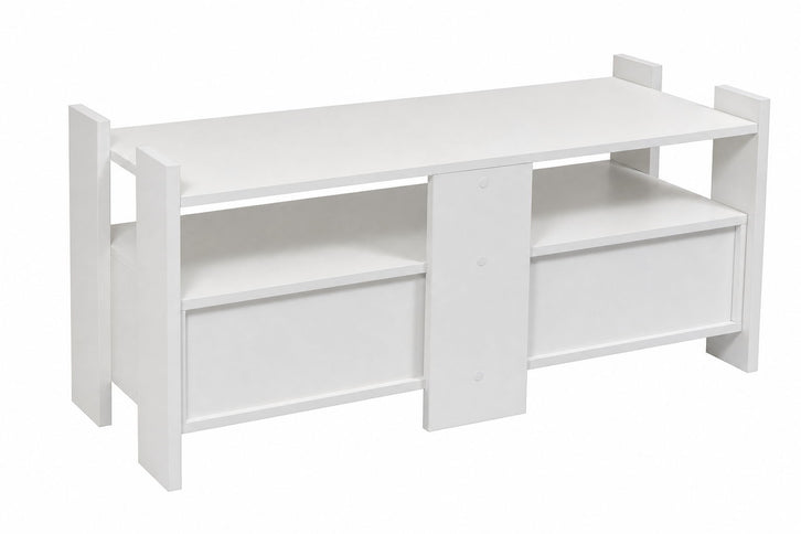 TV Stand For TVs Up To 55" With Open Shelves And 2 Drawers - White