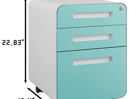 3 Drawer Mobile File Cabinet Under Desk Office, Simple Style Versatile Storage Cabinet For Legal / Letter / A4 Files, 5 Wheel Design Anti-Tilting Cold Rolled Steel Waterproof Moisture-Proof