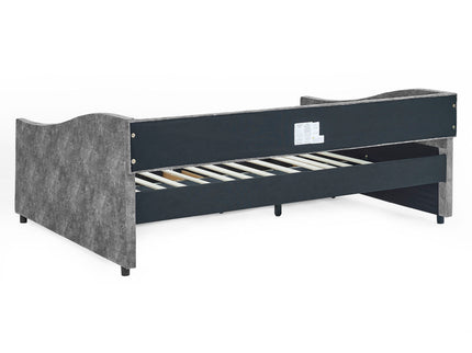 Upholstered Tufted Daybed With Drawers, Waved Arms