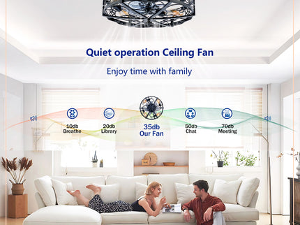 Mounting Type Ceiling Fan, Reversible Motor, DC Remote Control, 6 Speed Ceiling Fan - Matte Black