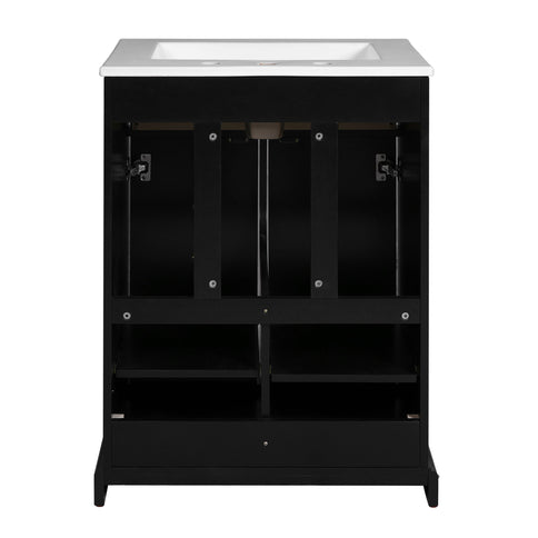 Bathroom Vanity With Drawer And Soft-Closing Doors, Sink Storage Cabinet For Small Spaces - Black