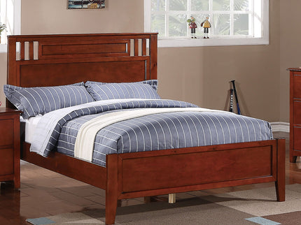 Simple Frame With Headboard And Vertical Carved Design
