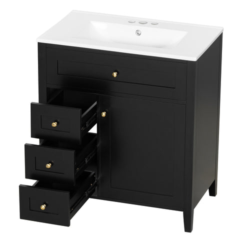 Bathroom Vanity With Sink, 3 Drawers And Adjustable Shelf, Freestanding Storage Unit
