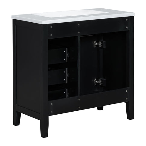 Modern Bathroom Vanity With Sink, Freestanding With Drawers And Doors