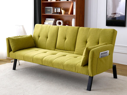 Sofa Bed With Foldable Design And Cup Holder - Green