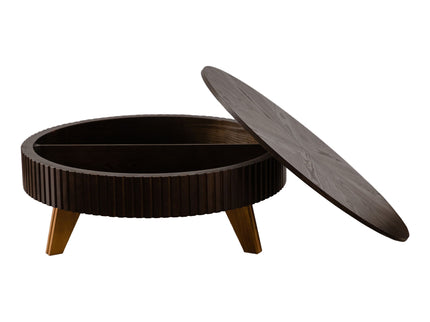 Round Retro Coffee With Solid Wood Legs
