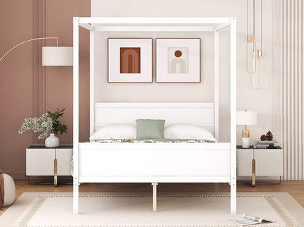 Canopy Platform Bed With Headboard And Footboard, Slat Support Leg