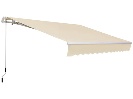 Outsunny - 12' x 8' Retractable Awning Patio Awnings Sun Shade Shelter With Manual Crank Handle, 280G / M² Uv & Water-Resistant Fabric And Aluminum Frame For Deck, Balcony, Yard - Cream White
