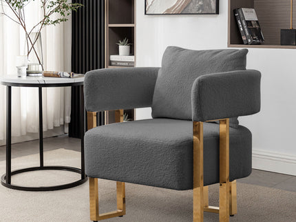 Modern Decorative Chair Teddy Fleece Upholstered And Metal Foot