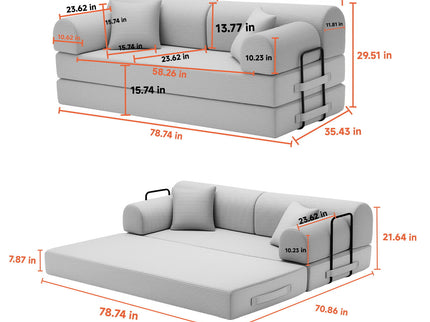 Convertible Sleeper Sofa Bed, Folding Mattress Couch - Light Camel