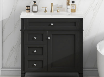 Bathroom Vanity With Top Sink, Storage Cabinet With 2 Drawers, Tip Out Drawer