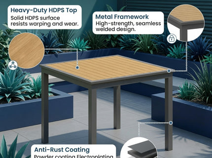 Outdoor Square Patio Slatted Dining Table - Gray