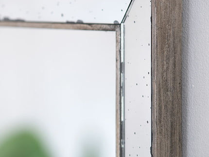 Distressed Accent Mirror, Traditional Style Framed Wall Mirror For Living Room