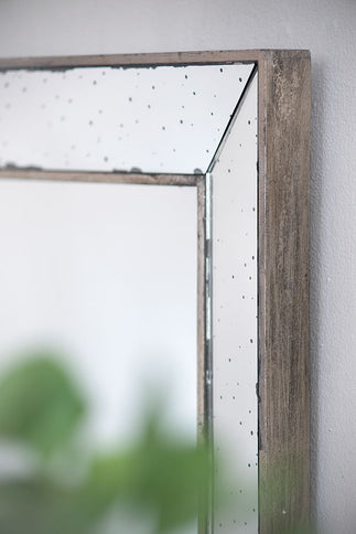 Distressed Accent Mirror, Traditional Style Framed Wall Mirror For Living Room