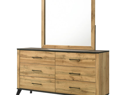 Georgina - 6 Drawer Dresser With Mirror - Natural Wood
