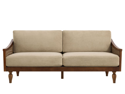 3 Seater Sofa With Rattan Armrests