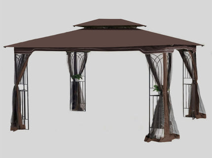 13 0 Outdoor Patio Gazebo Canopy Tent With Ventilated Double Roof And Mosquito Net (Detachable Mesh Screen On All Sides) Suitable For Lawn Garden Backyard And Deck Top - Brown