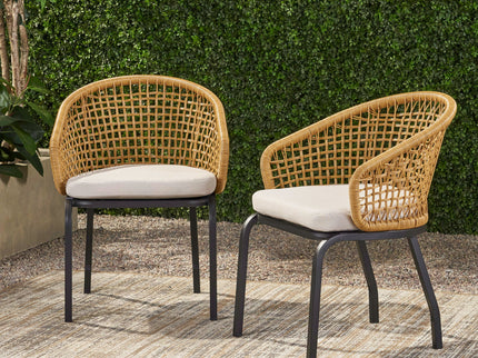 Outdoor Wicker Chair With Powder Coated Iron Legs