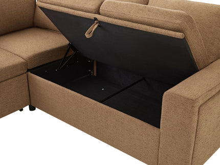 U - Shaped Convertible Sectional Sofa Bed With Storage, USB Charger & Cup Holders