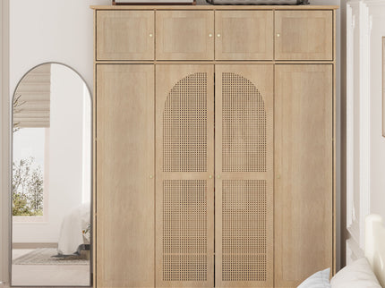 8 Door Armoire Wardrobe With Adjustable Shelves And Hanging Rod