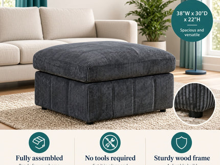Oversized Ottoman Footrest Extra Seat Living Room - Dark Gray