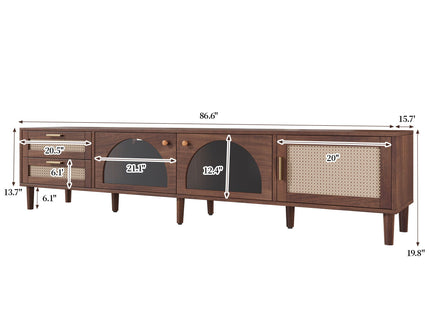 TV Stand With App-Controlled LED Lights, 2 Drawers & Door Storage