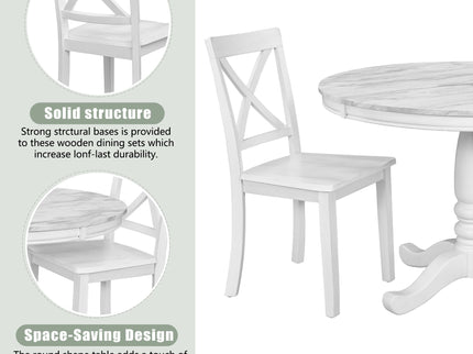 5 Pieces Dining Table And Chairs Set For 4 Persons, Kitchen Room Solid Wood Table With 4 Chairs
