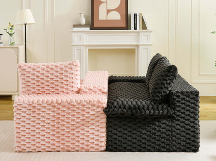 Multifunctional Sofa Pink Black, Fits 4 People