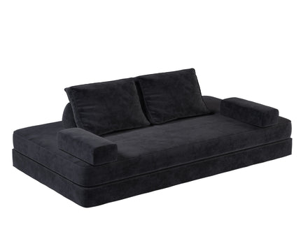 Multifunctional Convertible Sofa Bed With 2 Tumbler Backrests And 2 Pillows, Deep Seat Couch