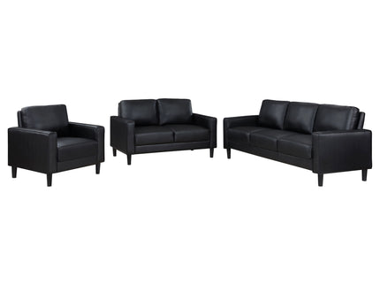 Weld 3 Piece Upholstered Track Arm Sofa Set - Black