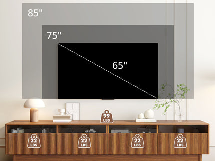 TV Stand, Entertainment Center With Fluted Drawers For Living Room - Walnut