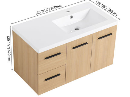 Wall Mounted Floating Bathroom Vanity With Sink, Door & Drawers Modular Cabinet
