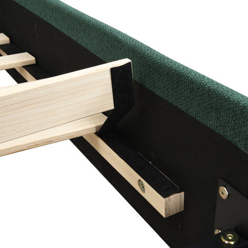 Upholstered Platform Bed Frame With Curved Headboard
