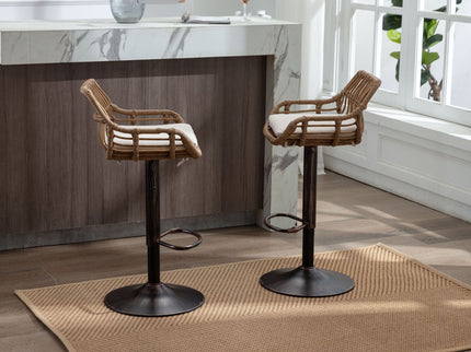 Modern Swivel Bar Stools Adjustable Counter Chairs With Footrest (Set of 2)