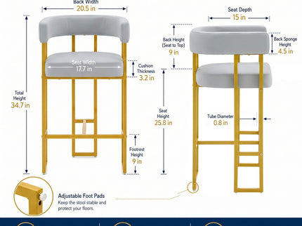 Modern Counter Height Bar Stools With U - Shaped