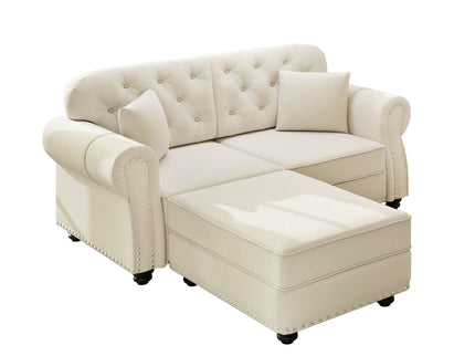 Upholstered Sofa Set With Nailhead Trim And Rolled Armrests, Includes Pillows